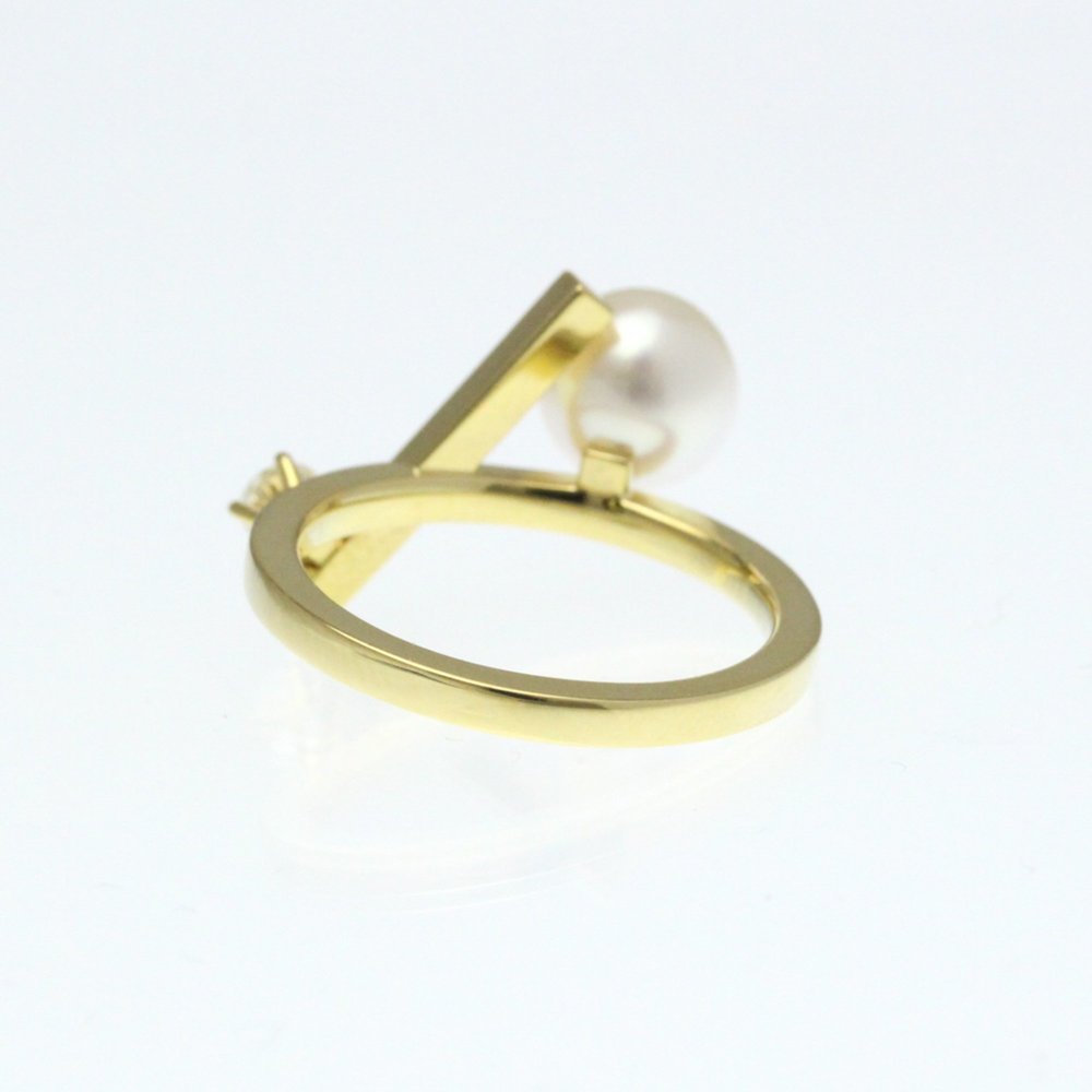 Tasaki Balance Cross Ring Yellow Gold (18K) Fashion Diamond,Pearl Band Ring Gold - Picture 7 of 10